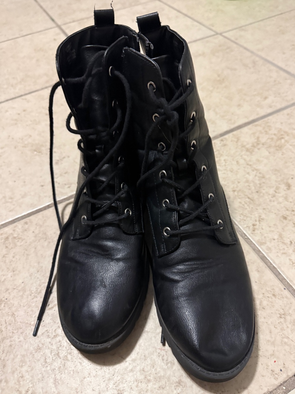 Black Lace-Up Combat Boots